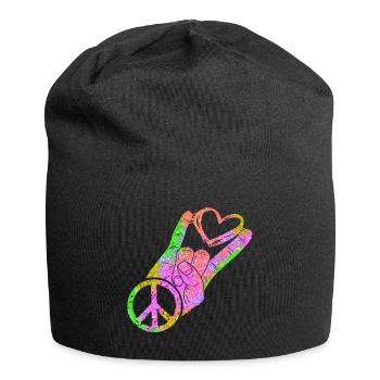 Hippie Peace Peace 60's 70's Love T-Shirt - Jersey Beanie - black - Front