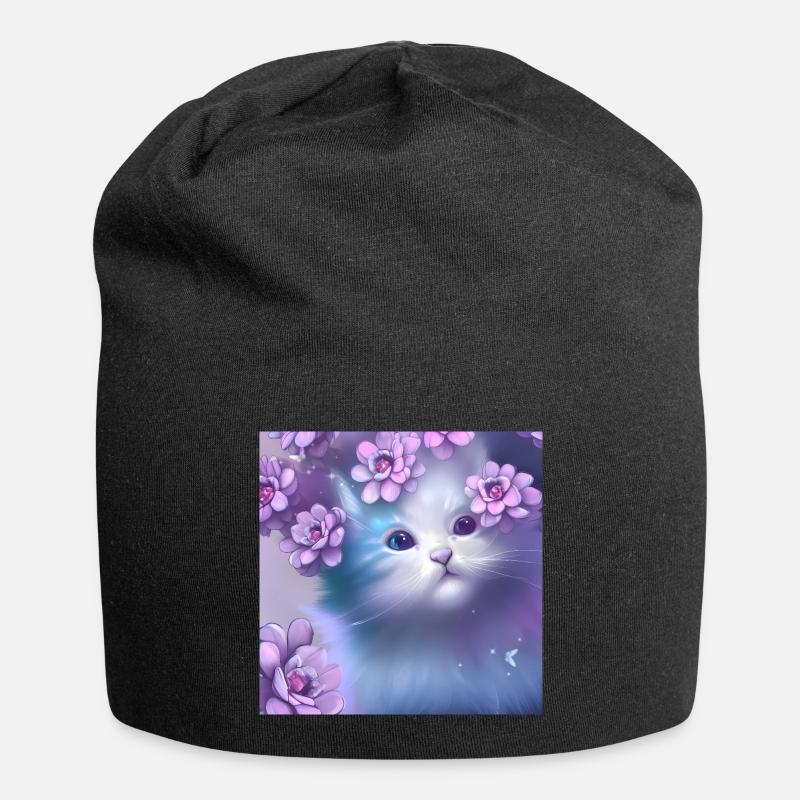 Cute kitten - Jersey Beanie - black