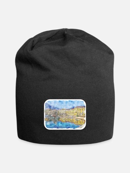 Wien Österreich Aquarell Skizze Gemälde - Jersey-Beanie - Schwarz