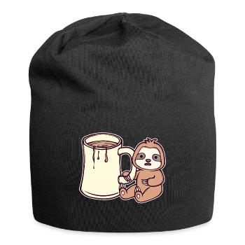 Lazy Slow Vegetarian Mammal Sloth Animal - Jersey Beanie - black - Front