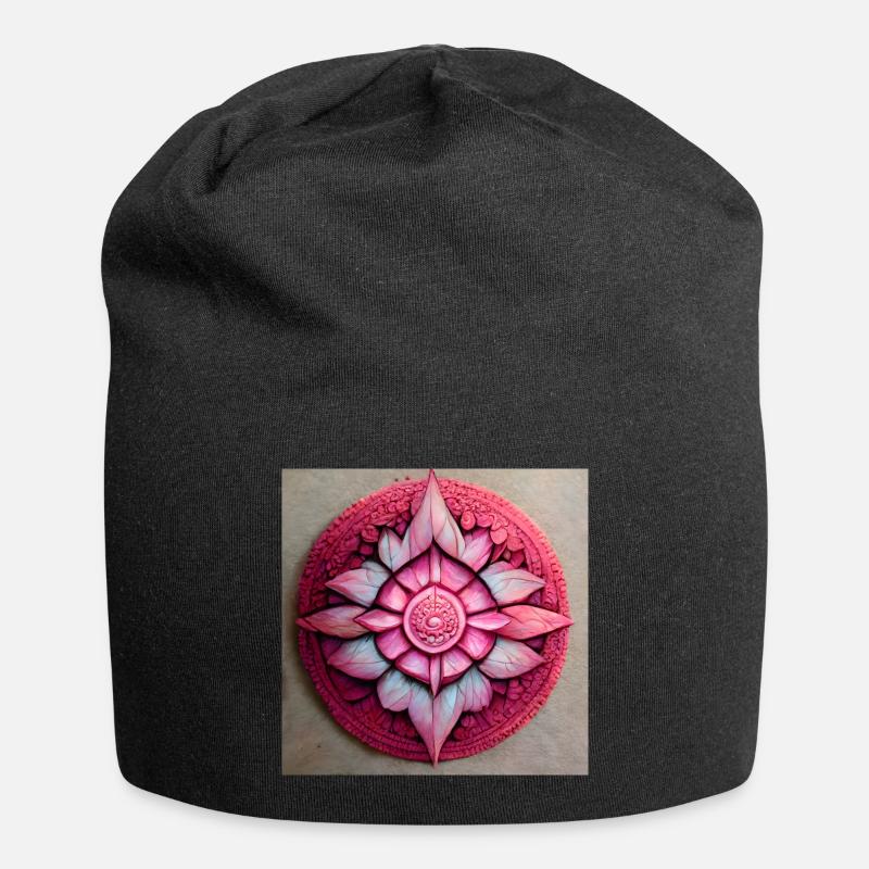 Pink Mandala Pattern - Jersey Beanie - black
