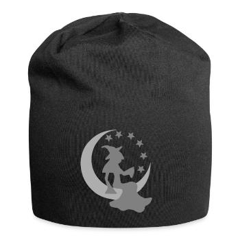 Mondsichel, Hexen design, Mädchen, Schlafzimm deko - Jersey-Beanie - Schwarz - Vorne