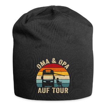 Oma opa auf tour wohnmobil retro camping wohnwagen - Jersey-Beanie - Schwarz - Vorne