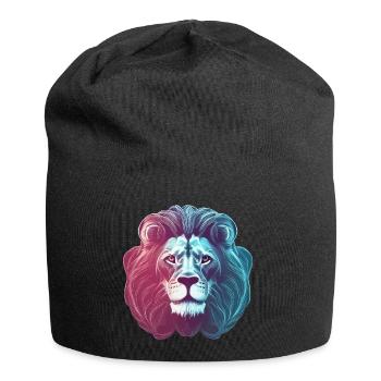 Tête de lion de lion au néon coloré futuriste - Bonnet en jersey - noir - Devant
