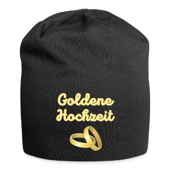 Goldene Hochzeit goldene Eheringe leuchtend Gold - Jersey-Beanie - Schwarz - Vorne