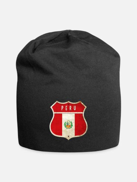 Peru Wappen Flaggen Design - Jersey-Beanie - Schwarz