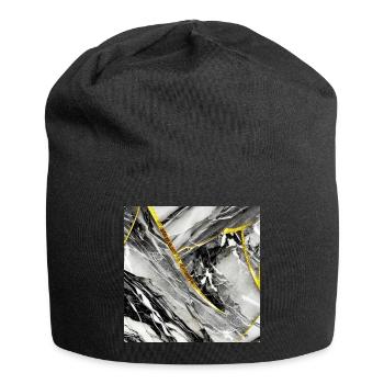 Marmor Schwarz Gold Naturstein - Jersey-Beanie - Schwarz - Vorne