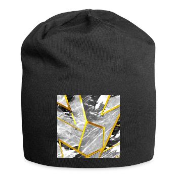 Marmor Schwarz-Weiß Gold Textur - Jersey-Beanie - Schwarz - Vorne