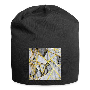 Marmor Mosaik Gold Textur - Jersey-Beanie - Schwarz - Vorne