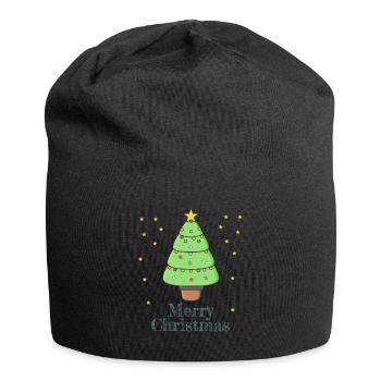 Frohe Weihnachten - Jersey-Beanie - Schwarz - Vorne