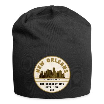 Badge vintage de la Skyline de la Nouvelle-Orléans - Bonnet en jersey - noir - Devant