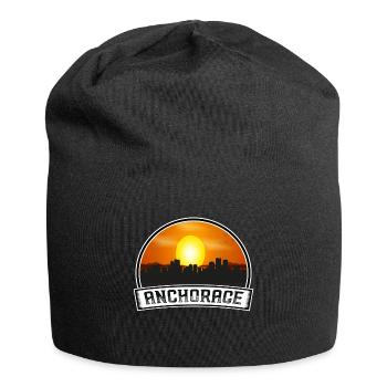 Anchorage Alaska Usa Skyline Vintage Sunset Travel - Jersey-Beanie - Schwarz - Vorne