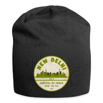 New Delhi Skyline Vintage Siegel - Jersey-Beanie - Schwarz - Vorne