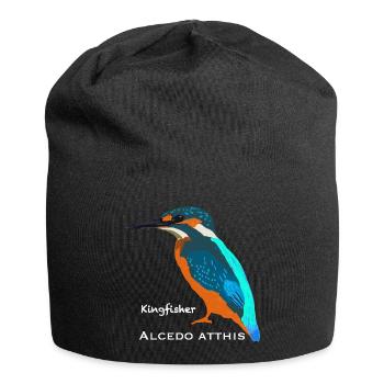 Eisvogel, wissenschaftliche /englische Bezeichnung - Jersey-Beanie - Schwarz - Vorne