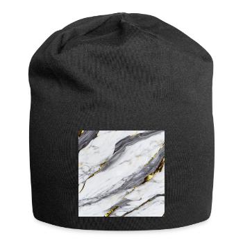 Marmor Weiß Gold Struktur - Jersey-Beanie - Schwarz - Vorne