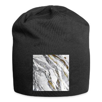 Marmor Naturstein Weiß Gold Textur - Jersey-Beanie - Schwarz - Vorne