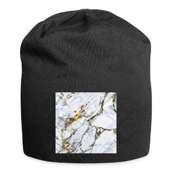 Marmor Weiß Gold Textur - Jersey-Beanie - Schwarz - Vorne