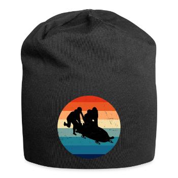 Bob fahren Bobsport Bobbahn Bob Damen Herren - Jersey-Beanie - Schwarz - Vorne