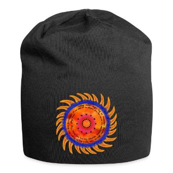 Sonnenschein-Mandala schwarze Schrift - Jersey-Beanie - Schwarz - Vorne
