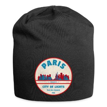 Paris City Lights Retro Badge - Jersey Beanie - black - Front