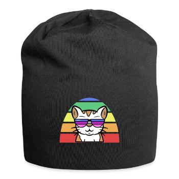 Lgbt Cool Cat Rainbow Gay Lesbian - Jersey Beanie - black - Front
