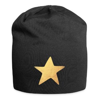 Stern Gold Weihnachten Symbol Luxus Deko exklusiv - Jersey-Beanie - Schwarz - Vorne