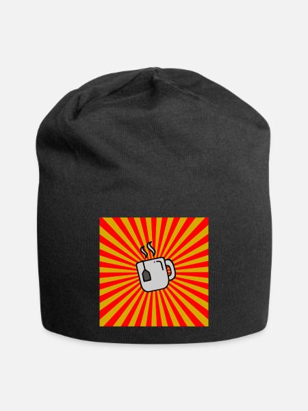 Sunburst Tea red yellow-Sunrise Teacup - Jersey Beanie - black