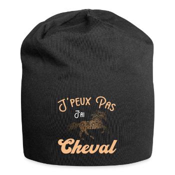 Je peux pas j'ai cheval - cheval mandala - Bonnet en jersey - noir - Devant