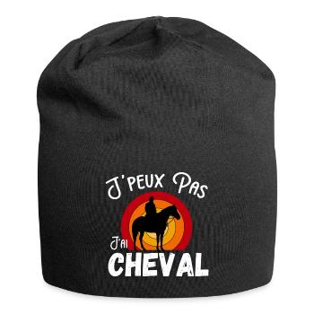 j'peux pas j'ai cheval - Retro vintage - Bonnet en jersey - noir - Devant