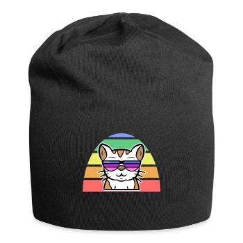 LGBT Cool Cat Arc-en-ciel Fierté des droits de l’homme - Bonnet en jersey - noir - Devant