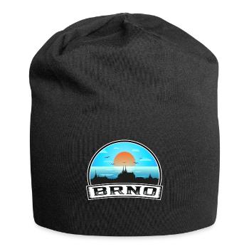 Brünn Tschechien Skyline Vintage Sonnenuntergang Reise Souveni - Jersey-Beanie - Schwarz - Vorne