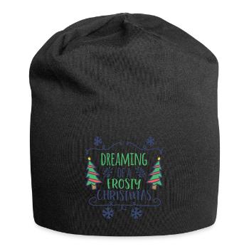 Frohe Weihnachten - Jersey-Beanie - Schwarz - Vorne