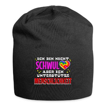 Herz Statement Menschenrechte Beziehung Regenbogen - Jersey-Beanie - Schwarz - Vorne
