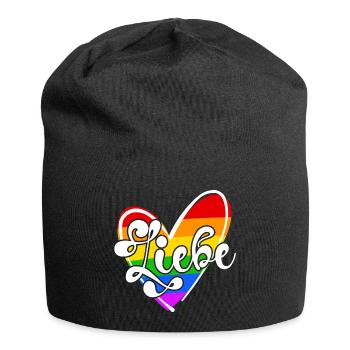 Regenbogen Lgbt Herz Menschenrechte Beziehung - Jersey-Beanie - Schwarz - Vorne