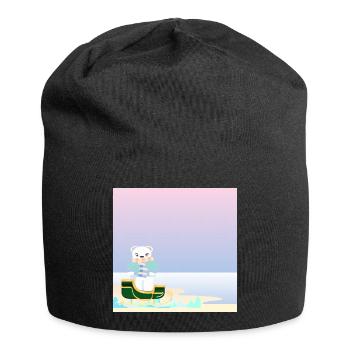 Winter Background - Polar Bear by the Sea - SLEDGES - Jersey Beanie - black - Front