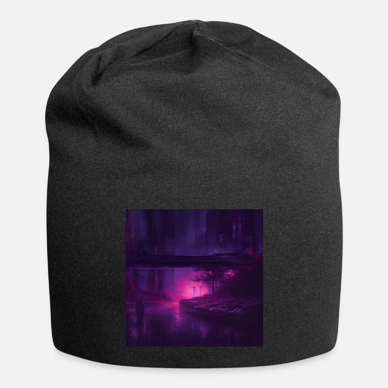 Retrowave Synthwave Future City 80s Design - Jersey-Beanie - Schwarz
