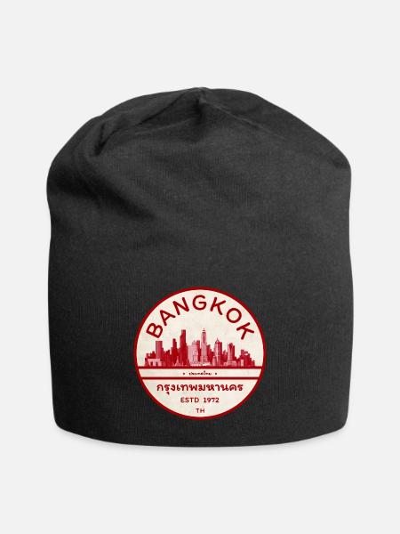 Bangkok Skyline Vintage Siegel - Jersey-Beanie - Schwarz