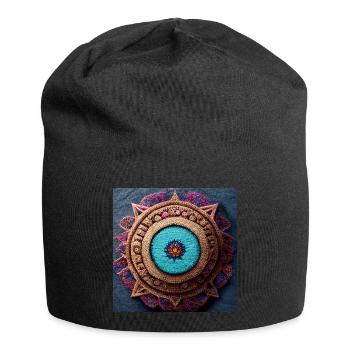 Boho Mandala Abstract - Jersey Beanie - black - Front