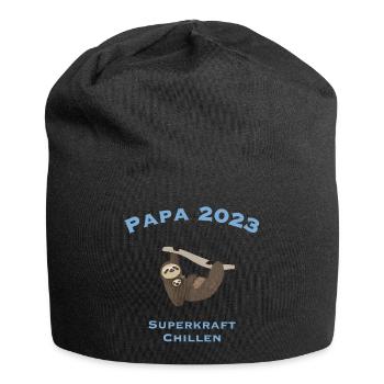 Papa 2023 mit Superkraft Chillen, Faultier - Jersey-Beanie - Schwarz - Vorne