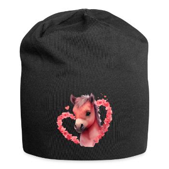 Pony Valentinstag Geschenk - Jersey-Beanie - Schwarz - Vorne
