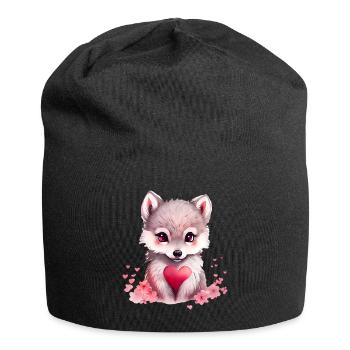 Wolf Cadeau de Saint-Valentin - Bonnet en jersey - noir - Devant