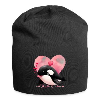 Wal Valentinstag Geschenk - Jersey-Beanie - Schwarz - Vorne