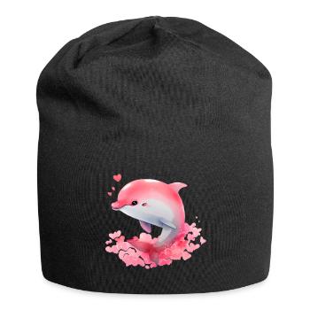 Delfin Valentinstag Geschenk - Jersey-Beanie - Schwarz - Vorne