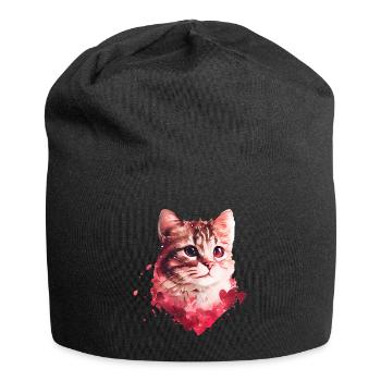 Chat Cadeau de Saint-Valentin - Bonnet en jersey - noir - Devant