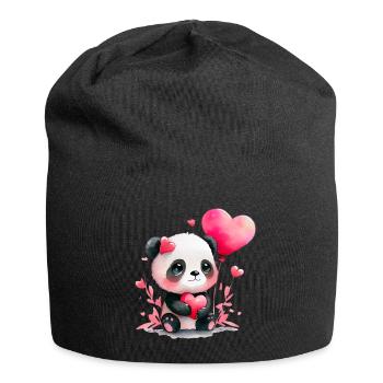 Panda Bear Cadeau de Saint-Valentin - Bonnet en jersey - noir - Devant