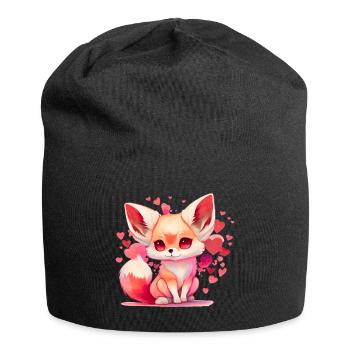 Fuchs Valentinstag Geschenk - Jersey-Beanie - Schwarz - Vorne