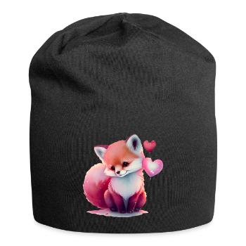 Fuchs Valentinstag Geschenk - Jersey-Beanie - Schwarz - Vorne