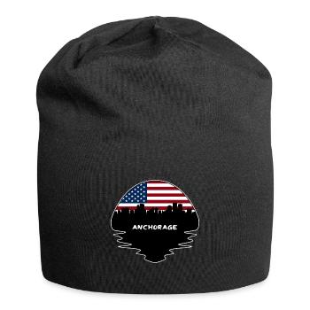 Anchorage Alaska USA Flagge Skyline Silhouette Trave - Jersey-Beanie - Schwarz - Vorne