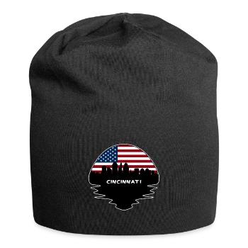 Cincinnati Ohio Usa Flag Skyline Silhouette Travel - Jersey Beanie - black - Front