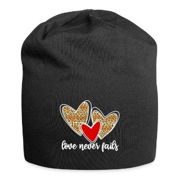 love never fails - Jersey-Beanie - Schwarz - Vorne